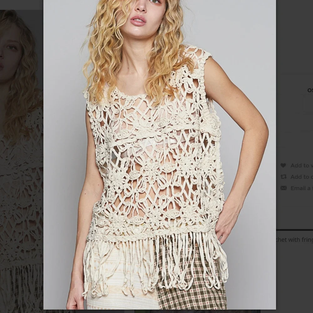 POL “ Punta Cana 2”  POL Sleeveless Crochet top with Fringe 11